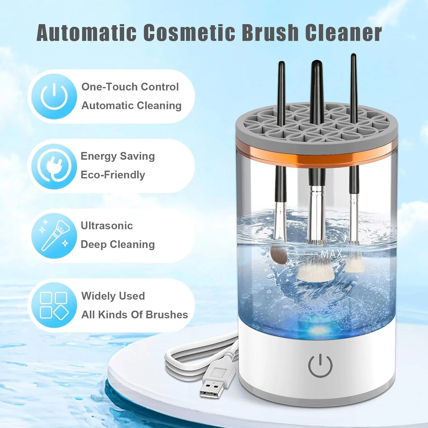 USB Electric Makeup Brush Cleaner Portable 3 In 1 Makeup Brushes Cleaner Drying Rack Lazy Cleaning Brush Washer Quick Dry Tool