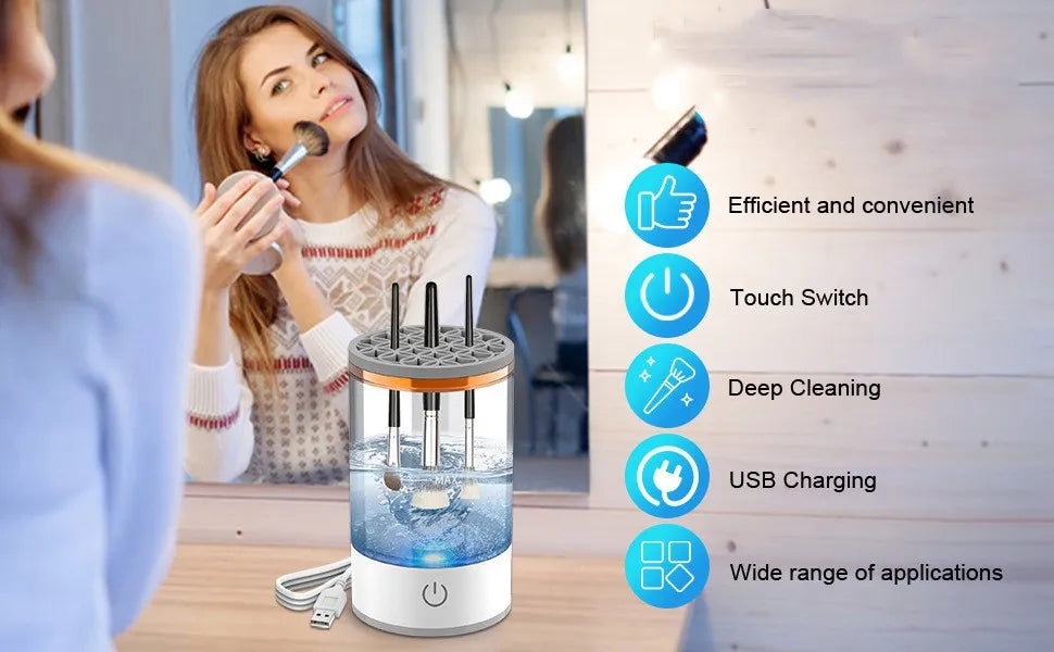 USB Electric Makeup Brush Cleaner Portable 3 In 1 Makeup Brushes Cleaner Drying Rack Lazy Cleaning Brush Washer Quick Dry Tool