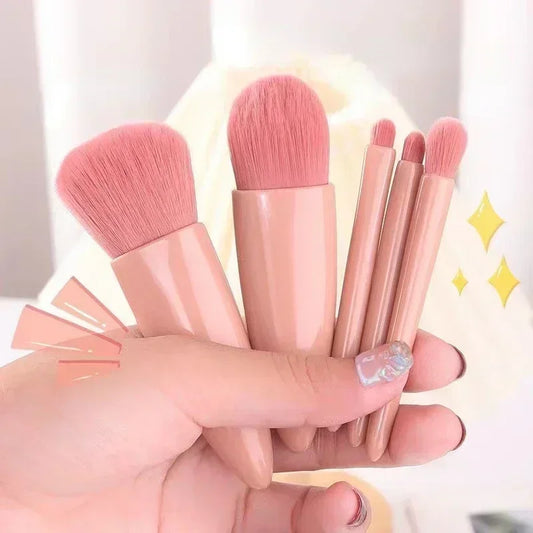 5pcs Travel Size Makeup Brushes Set Mini Makeup Brushes, Small Complete Function Cosmetic Brushes Kit With Case And Mirror Perfe