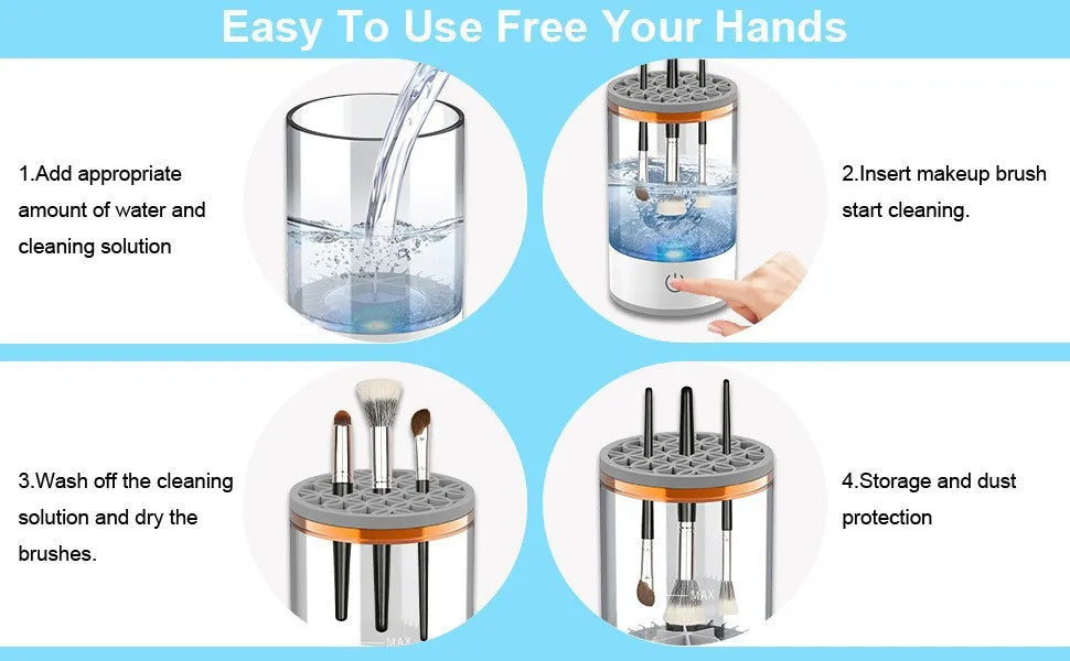 USB Electric Makeup Brush Cleaner Portable 3 In 1 Makeup Brushes Cleaner Drying Rack Lazy Cleaning Brush Washer Quick Dry Tool