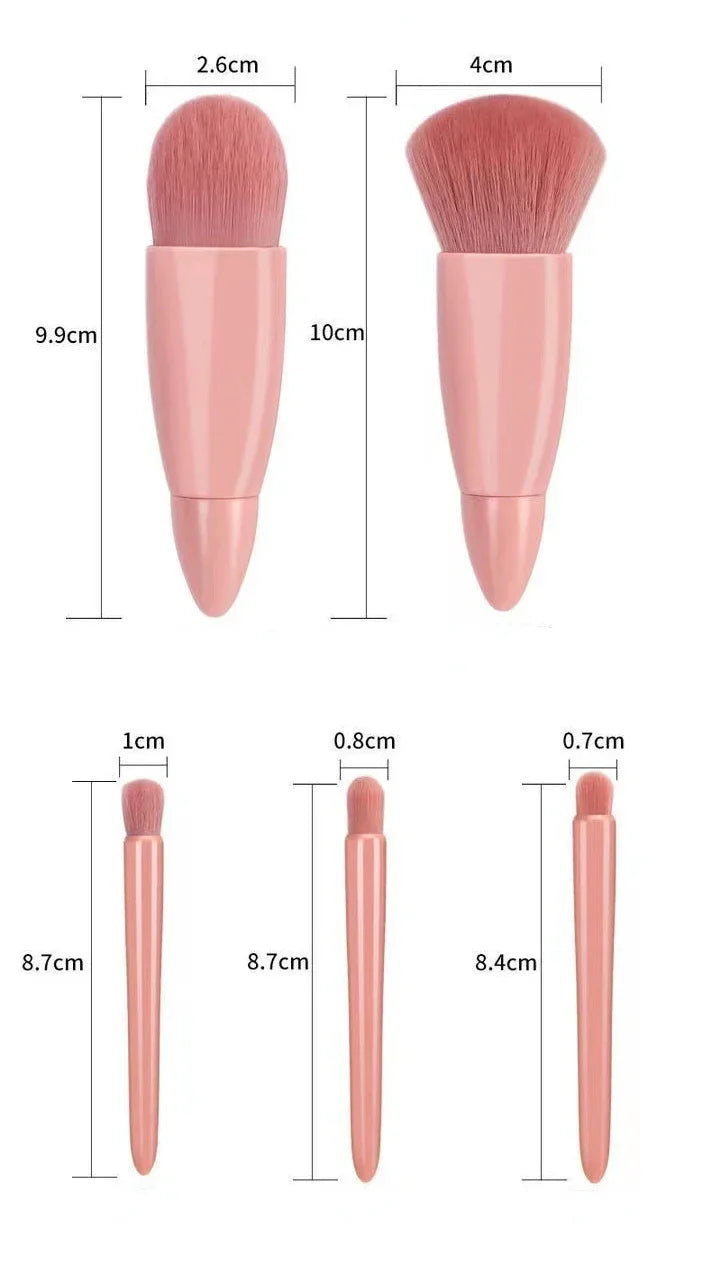 5pcs Travel Size Makeup Brushes Set Mini Makeup Brushes, Small Complete Function Cosmetic Brushes Kit With Case And Mirror Perfe