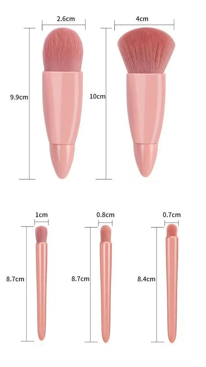 5pcs Travel Size Makeup Brushes Set Mini Makeup Brushes, Small Complete Function Cosmetic Brushes Kit With Case And Mirror Perfe