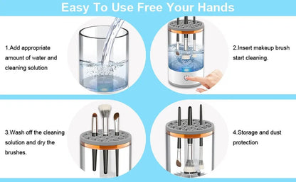 USB Electric Makeup Brush Cleaner Portable 3 In 1 Makeup Brushes Cleaner Drying Rack Lazy Cleaning Brush Washer Quick Dry Tool