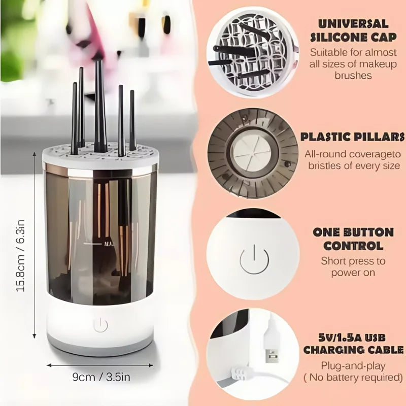 USB Electric Makeup Brush Cleaner Portable 3 In 1 Makeup Brushes Cleaner Drying Rack Lazy Cleaning Brush Washer Quick Dry Tool