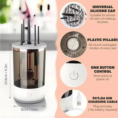 USB Electric Makeup Brush Cleaner Portable 3 In 1 Makeup Brushes Cleaner Drying Rack Lazy Cleaning Brush Washer Quick Dry Tool