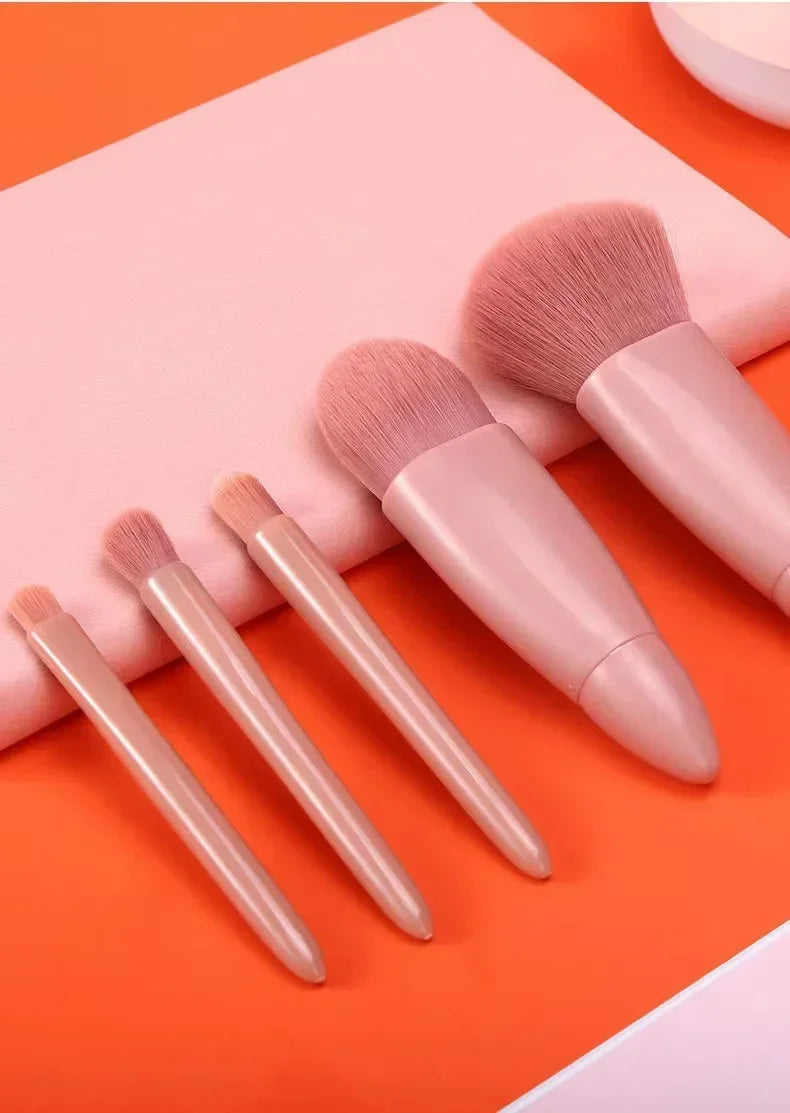 5pcs Travel Size Makeup Brushes Set Mini Makeup Brushes, Small Complete Function Cosmetic Brushes Kit With Case And Mirror Perfe